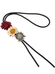 MARLIWOO 1 pieza Collar de estilo campestre hecho a mano decorado con flores en estilo bohemio para mujeres - Negro - Ver 4