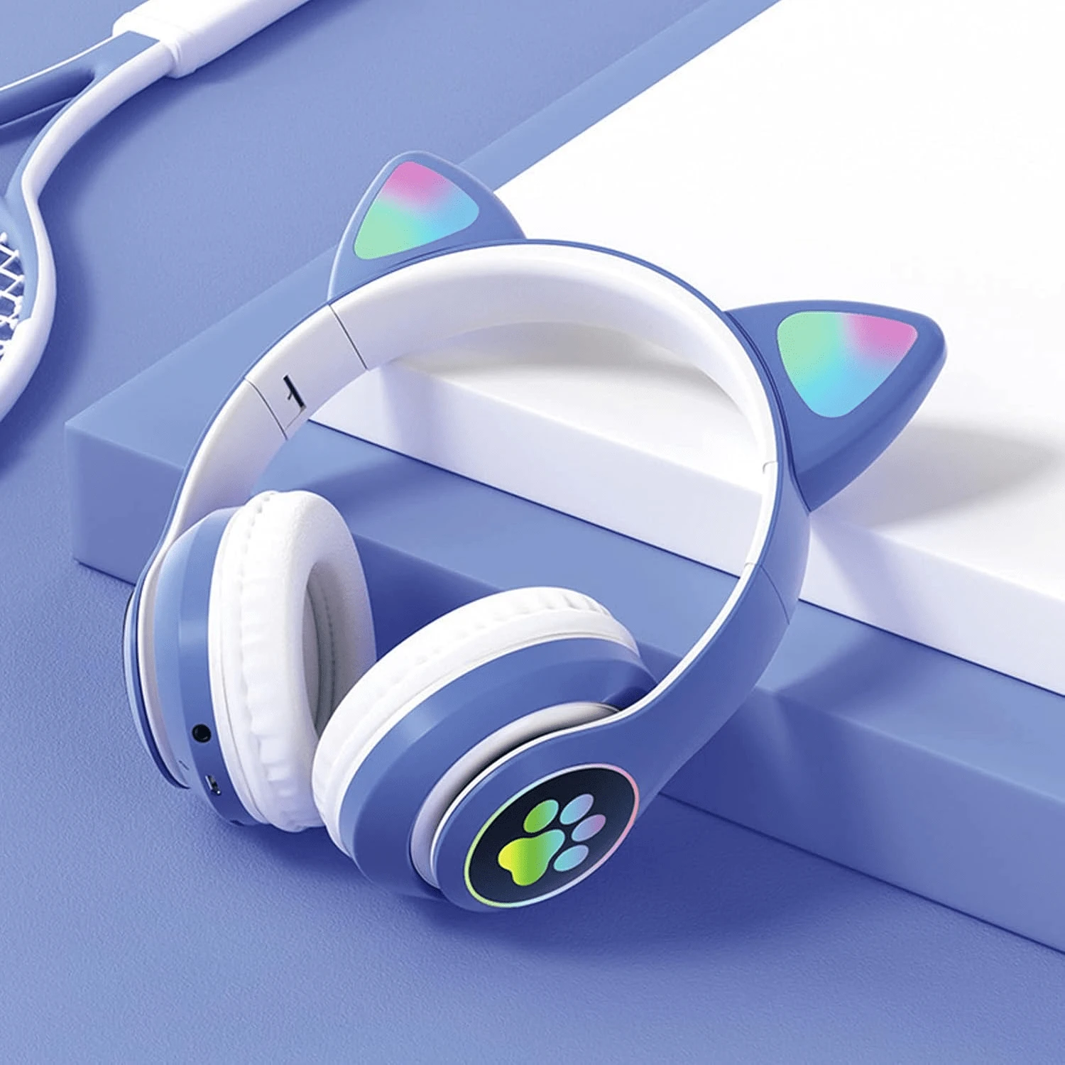 Kids Children Headphones Wireless Bluetooth Headset LED Lights Cat Ear Earphone