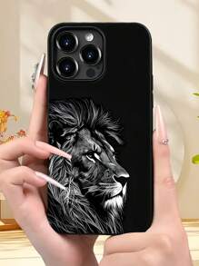 Fierce Animals 1 件装黑色哑光狮子图案创意全覆盖防震 TPU 手机壳适用于 Apple 16、15、14、13、12、11 Pro Max 防水防摔防刮 - 彩色 - 查看 4