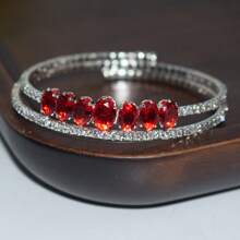 1pc Fashionable Double-Layer Crystal Bracelet Suitable For Women - Red - View 3