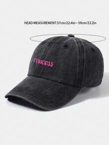 1pc Women Letter Print Washed Vintage Baseball Cap,Comfortable Breathable Adjustable Dad Hat Truck Driver Cap - Black - View 3