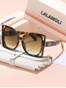 LALAMOLI 圆形全框时尚眼镜，奢华别致的高端质感，优雅女士夏季海滩派对渐变色度假礼物 - 彩色 - 查看 10