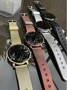 Relógio Feminino de Led Redondo Digital Preto Prata Dourado Rosé - Prata - Visão 6