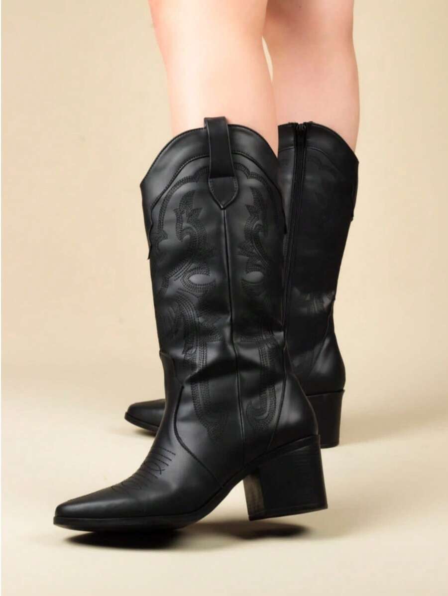 BOTAS VAQUERAS PARA MUJER. BOTAS PARA DAMA DE MONTAR. BOTAS VAQUERAS NEGRAS - Negro - Ver 1