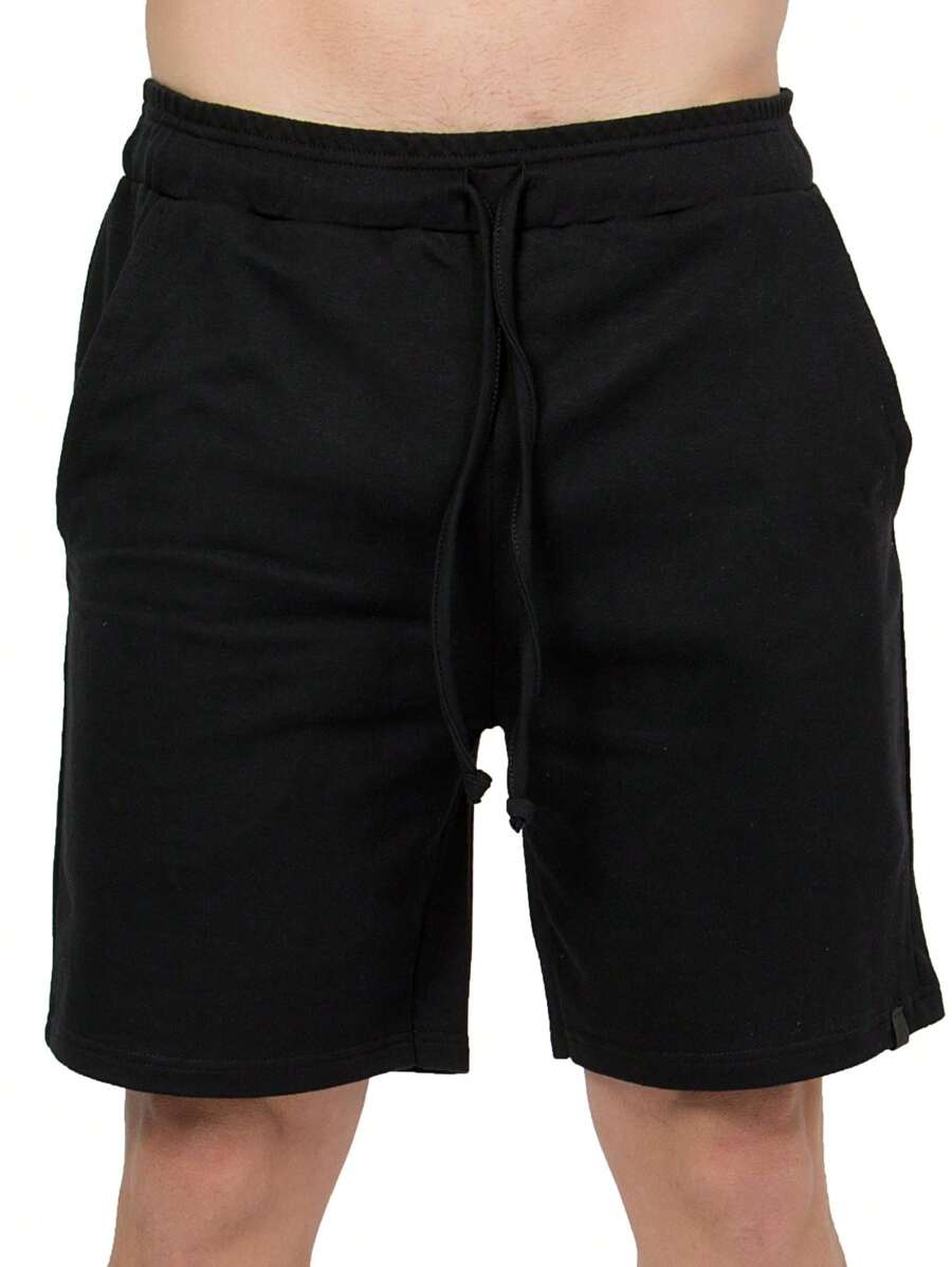 Men's Casual Gym Sweat Shorts - Black - View 1