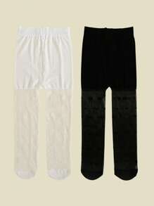 2 件装女童星星印花紧身裤，弹力纯色紧身裤，适合日常穿着，春夏季