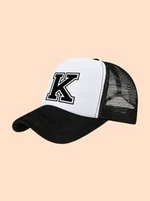 1pc Letter Print Kids Truck Mesh Cap Set, Fashion Foam Mesh Hat For Children, Suitable For Children's Day, Back To School, Daily Wear, Travel Matching - Black and White - View 9