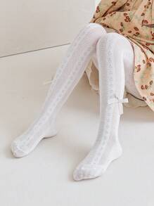 1pc Girls Bowknot Solid Leggings, Breathable Mesh Tights, Suitable For Daily Wear With Skirts And Shoes, Spring/Summer - Multicolor - View 24