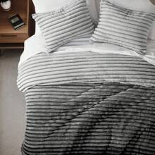Fluffy Ribbed 2/3 Pieces Cord-Textured Bedding Comforter Set,Plush 300 Gsm Fabric For Weighty Durability And Softness Comforter Sets,2 Pieces Set For Twin-Twin XL Size,3 Pieces Set For Full-Queen-King-CAL King Size,Cozy All-Season Home Textile For Stylish Home Bedroom Décor,Modern Room Decor,Summer Prmo, Halloween Christmas Thanks Giving Gifts - Ombre xám - Xem 7