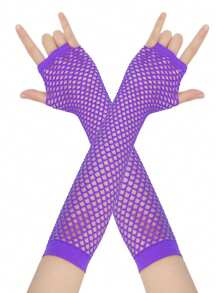 Fingerlose Netzhandschuhe für Mädchen & Kinder, Neonfarben, Größe 8-16 Jahre, geeignet für Partys, Kostümspiele, Cosplay und andere Themenveranstaltungen