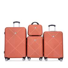4-Piece ABS Lightweight Suitcase, 14 Inch Makeup Box, Aircraft Wheels (14/20/24/28) DARK ORANGE