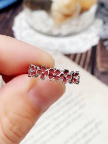 1 chiếc nhẫn thiết kế hoa thanh lịch, phù hợp cho nữ, có thể đeo trong đám cưới, lễ đính hôn, ngày Valentine và các dịp trang sức khác. - Đỏ - Xem 3