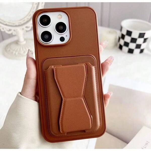 Capa de couro Com suporte e porta cartão Courino Compatível com iPhone PRETO-AZUL-CARAMELO