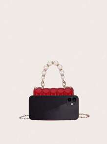 Cute And Fashionable Pearl Texture Handbag Coin Purse Crossbody Bag Outing Handbag Small Square Bag - View 4