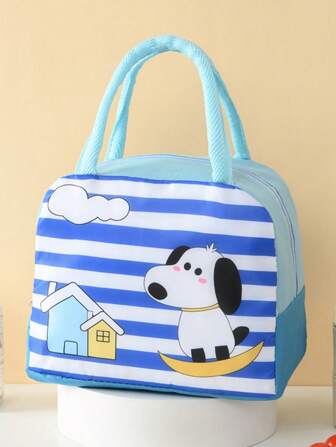 5D Cartoon Printed Lunch Bag Insulated Cooler Tote Lunchbox, Portable Picnic Food Storage Carrying