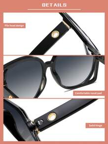 LALAMOLI 圆形全框时尚眼镜，奢华别致的高端质感，优雅女士夏季海滩派对渐变色度假礼物 - 彩色 - 查看 7