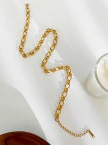 Monlansher 1pc New Stainless Steel Necklace For Women, Fashion Square Plate Embossed Fish Design Handmade Glazed Pendant, Versatile Daily Wear Layered Necklace - Gold - View 10