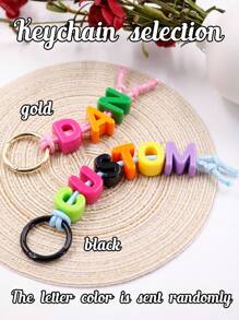 1个定制多色亚克力珠子英文字母钥匙扣，可定制1~10个字母，个性化包包挂饰，定制名字礼物，个性化钥匙圈（金色/黑色），挂绳颜色：黑色/紫色/绿色/蓝色/粉色，定制背包装饰，都市休闲，复古，旅行收纳 - 彩色 - 查看 5