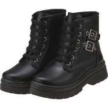 Comfortable Stilo Pink Blogger Girl's Combat Boot-2614 - màu đen - Xem 4