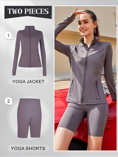 Yoga Pants, Nude Yoga Suit, Jacket, Five-Point Pants, Peach Buttocks, Fitness Slim And Slim