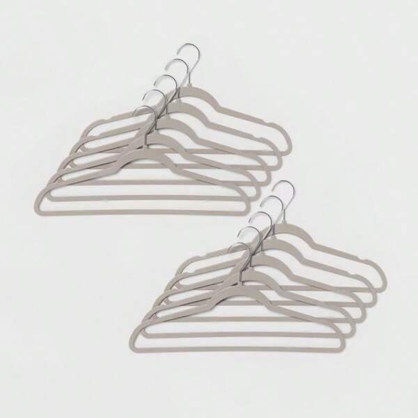 10pk Thin Plastic Hangers Gray : Slim Clothes Hangers For Adults, 17.5" X 9.1" X 0.2", Household Use