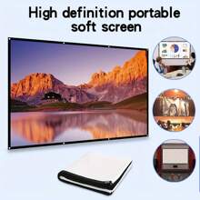 150 Inch HD Foldable Projector Screen, 16:9 Wrinkle-Proof Portable Movie Screen For Home Outdoor Indoor, Double-Sided Projection Support - 白色 - 查看 3