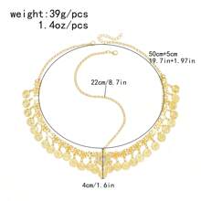 1pc Faux Crystal Coin Tassel Headpiece, Hair Accessory Suitable For Women Party & Daily Wear - F-1187 Gold - View 2