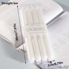 12 Stücke klassische romantische rote & weiße Notfall-Kerzen, rauchfreie Langstiel-Kerzenhalter für Zuhause, Hochzeiten, Kerzenlicht-Dinner