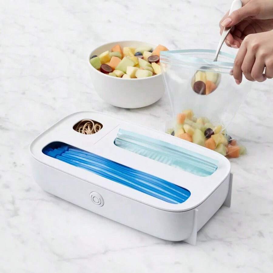 StoraBag 3 Slot Food Bag Organizer: Kitchen Drawer Organizer,  Freestanding, Ziplock Bag Dispenser,Drawer Food Bags Dispenser, 3-Slot, Plastic Sandwich Bag Organizer For Kitchen Storage - White - View 1