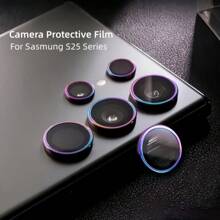 4 Sets Of Mixed-Color Compatible With Samsung Galaxy S25 S23 S22 Ultra S25 S24 Plus S23+S24 Ultra S23 Ultra S25 Ultra Camera Lens Protective Film, Ultra HD 9H Reinforced Glass And Metal Separate Ring Cover, Easy To Install, Scratch-Proof, Suitable For Housing +1pc Storage Box.