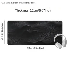 1个极简黑色鼠标垫，3D波浪设计，大号桌面垫，橡胶底座，缝边设计，防滑键盘垫，适用于办公室、家庭、电脑，生日礼物，男女朋友适用，返校季游戏鼠标垫，桌面配件，办公用品，办公桌配件，桌面鼠标垫 - 彩色 - 查看 10