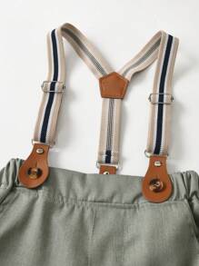 BOARNSEORL 2pcs Young Boys Gentleman Outfit - Short Sleeve Shirt With Bow Tie And Suspender Shorts, Stylish & Outfit For Birthday Party, Wedding, Formal Occasions - Green - View 10