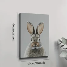 1pc Framed Canvas Poster, Bunny Animal Wildlife Wall Art Canvas Paintings, Ideal Gift For Bedroom Living Room Corridor, Wall Art, Room Decoration