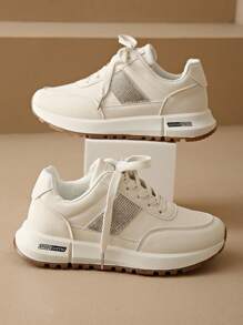 Women's Casual Sports Shoes, Lace-Up Low-Top Lightweight Versatile Outdoor Athletic Running Thick Sole Sneakers
