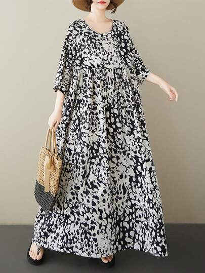 Chinese Spring Festival, 2026 Tops, Summer Dress, Casual Summer Dress Black Dress, Summer Crewneck Short Sleeve Loose Plus Size Swing Beach Dress, Ladies Plus Size Elegant Dress, Bohemian Casual Holiday Beach Dress, Cruise Holiday Dress, One Dress