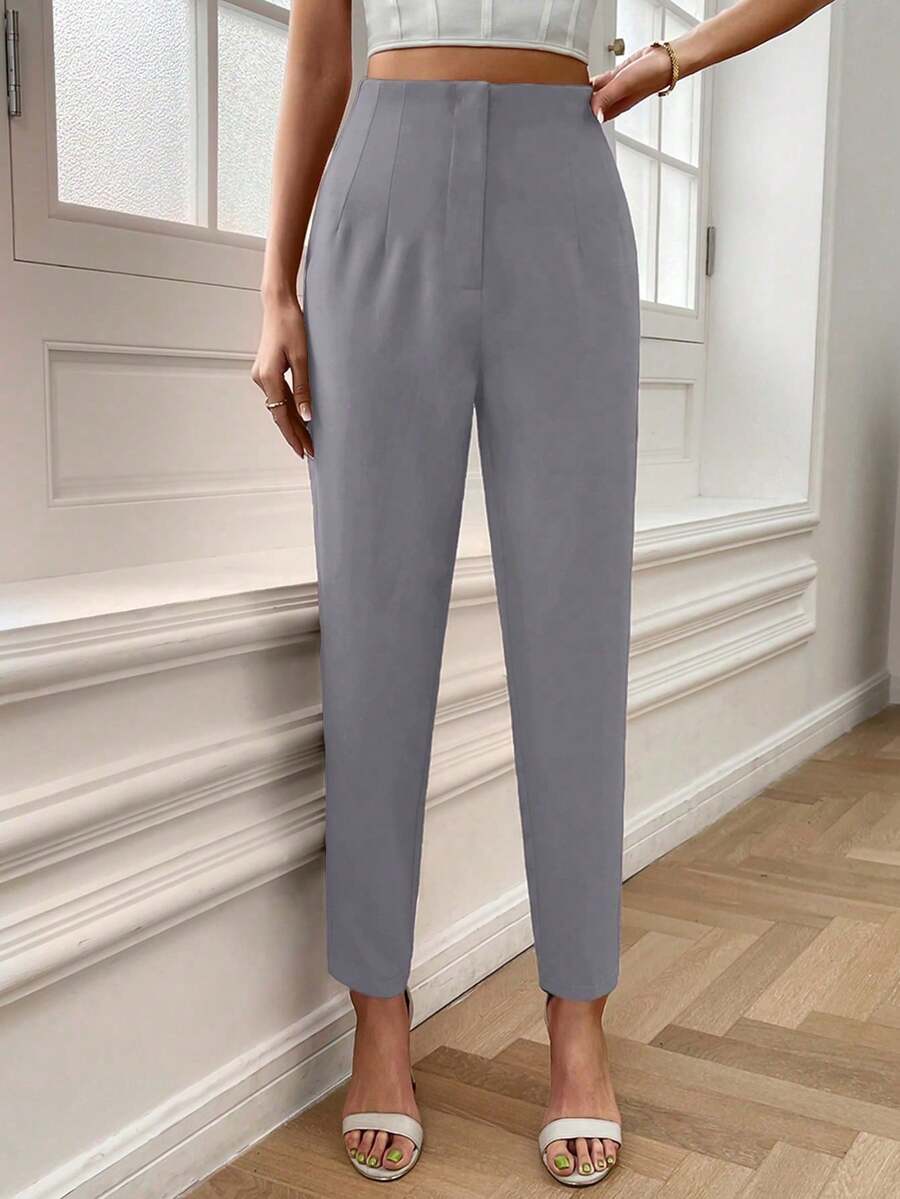 Pantalones Simples Blancos - Gris Claro - Ver 1