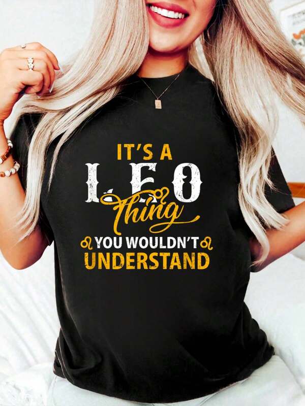 Funny Black 100% Cotton T Shirts For Women It's A Leo Thing Astrological Sign Horoscope Lover Men Women T-Shirt Graphic Tee For Women, O-Neck Short Sleeve Casual Tops