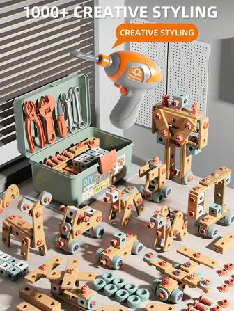 Creative DIY Assembly Toy Tool Set, Puzzle Simulation Disassembly Repair Tool Box Screws Toys For Children