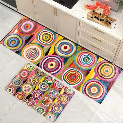 1 chiếc, Thảm Polyester chống trượt họa tiết hoa Bohemian, thích hợp cho nhà bếp, phòng khách, hiên nhà, trang trí nhà cửa