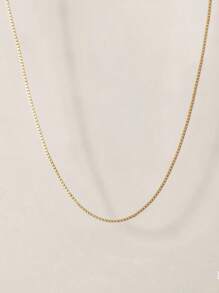 1pc 45+5cm Women Stainless Steel Elegant Gold Color Box Chain Necklace For Daily Wear Women - Necklace - View 5