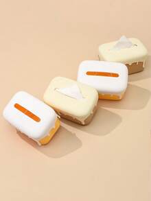 1pc Desktop Tissue Box With Cute Spring-Loaded Lifting Design, Creative Dust-Proof Napkin Holder For Living Room & Coffee Table, Removable Silicone Cover