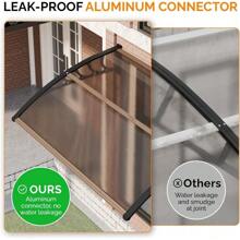 Window Awning Door Canopy Exterior, 40" X 60" Awnings For Doors Polycarbonate Cover Patio Door Awning Rain Snow Sunlight Protection Hollow Sheet (Brown Board & Black Bracket) - 棕色板子和黑色支架 - 查看 2