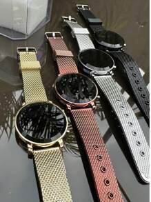 Women's Round LED Digital Watch, Black Silver Gold Rose - Vintage Rose - View 3