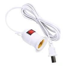 Portalámparas Soporte de Base para Lampara, Soporte colgante de 4m, casquillo E27 con Cable para lámpara de sal con Cable de alimentación - Blanco - Ver 1