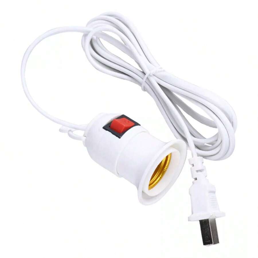 Portalámparas Soporte de Base para Lampara, Soporte colgante de 4m, casquillo E27 con Cable para lámpara de sal con Cable de alimentación - Blanco - Ver 1