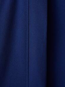 Japanese/Hong Kong Style Solid Color Versatile Mid-Length Windbreaker, Chinese Style Long Collar Hanfu Inspired Lightweight Jacket, Kimono, Suitable For Cosplay & Outwear - Royal Blue - View 4