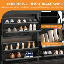 Shoe Cabinet Storage W/ 4 Flip Drawers Sneakers Rack Organizer, Farmhouse Wooden Shoes Storage Organizer For Entryway, Hallway, Closet, Decor Furniture