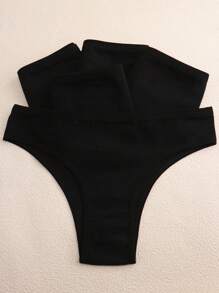 5 pezzi di biancheria intima a vita media nera per donna, di colore solido, traspirante, comoda e sexy, con design a T molto elastico