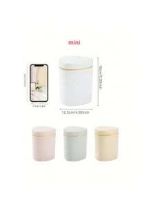 1pc Press-Top Mini Trash Can - Durable PP Material, Compact Desktop Waste Basket For Office, Bedroom, Living Room - Home Garbage Container With Lid For Return School - Multicolor - View 11