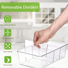 Caixa de Armazenamento de Plástico Transparente, Organizador de Armazenamento de Saquinhos de Chá com 4 Compartimentos, Organizador de Armazenamento de Alimentos Divididos para Despensa, Cozinha, Geladeira, Armário, Pacotes de Temperos, Bolsas de Lanches Caixa de Armazenamento de Mesa